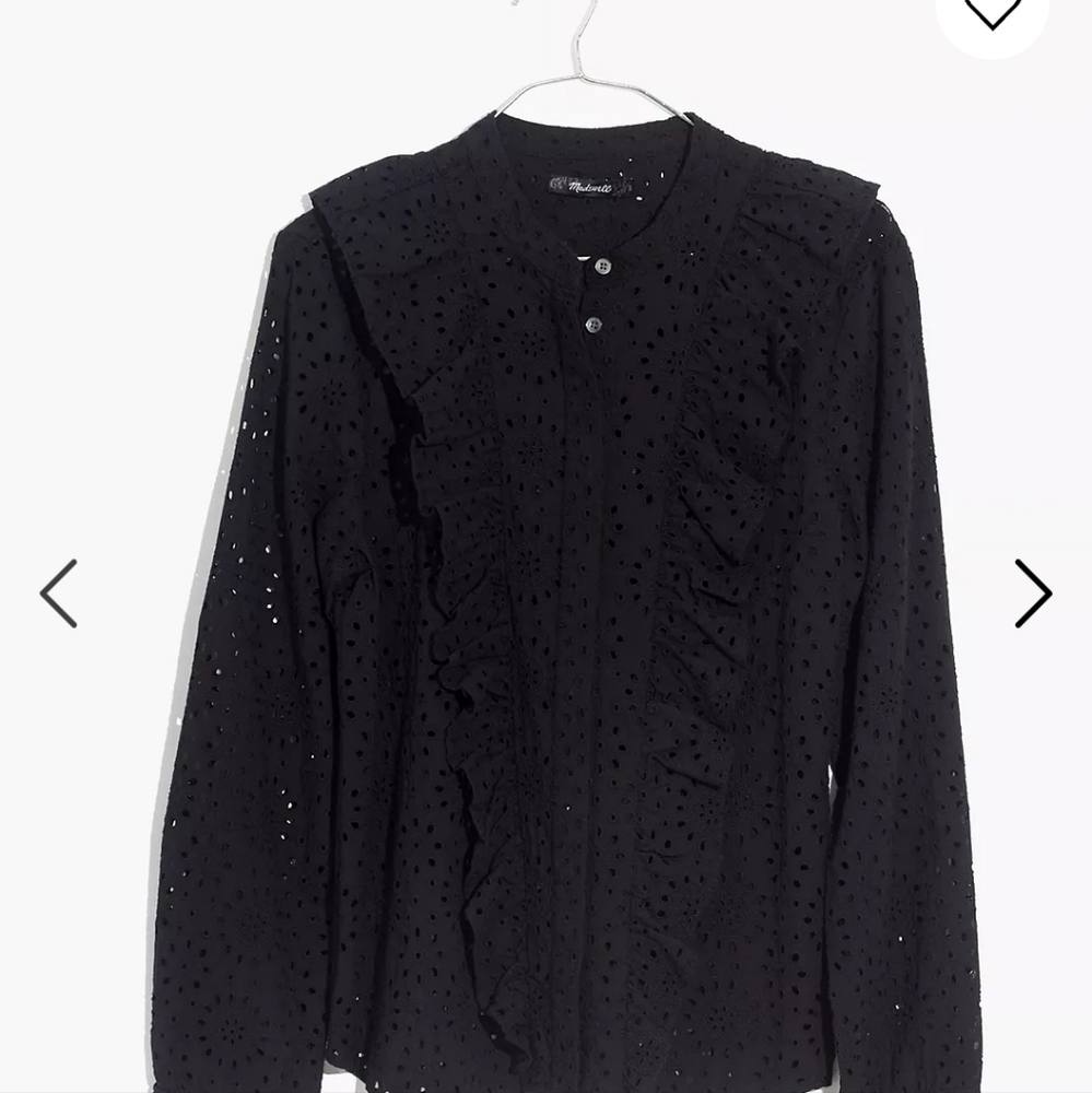 Madewell Eyelet Ruffle Front Blouse Size Medium - Picture 3 of 11